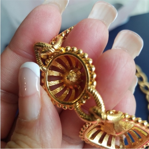 AUTHENTIC Swarovski 24k Gold Plated Chunky Statement Necklace Vintage RARE - Picture 13 of 15